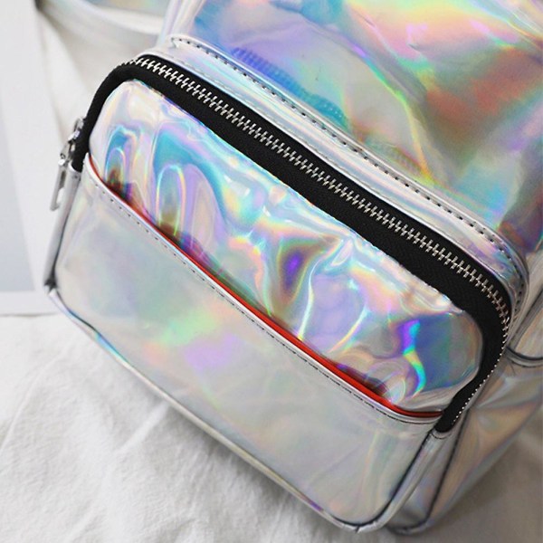 Tyttöjen Laser-Holo-Reppu Rento Satcheli Mini Holo Kirjapussi Matkasolmulippu (hopea)