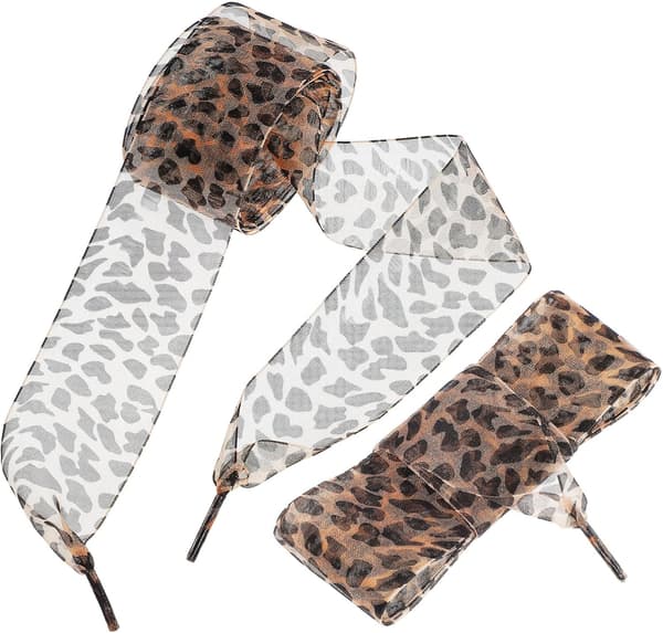 2 stk. leopardprint snørebånd, båndsnørebånd, sød mode leopard blød silke 4 cm