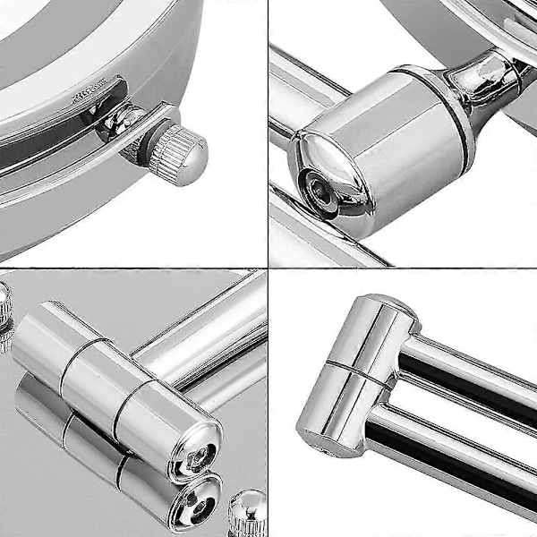 Vægmonteret Makeup Spejl 10X Forstørrende Tosidet LED-belyst Spejl til Badeværelse 360° Drejelig USB Opladbar og 7 Tommer Udtrækkelig Arm