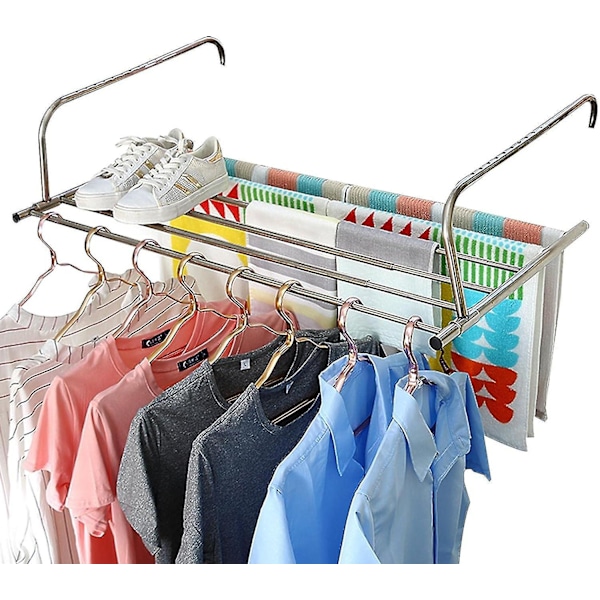 Indoor Clothes Airer, 10 Levels Adjustment Balcony Clothes Dryer, Stainless Steel Extendable Towel Rails For Home Supplies With 360 Degree Rotation