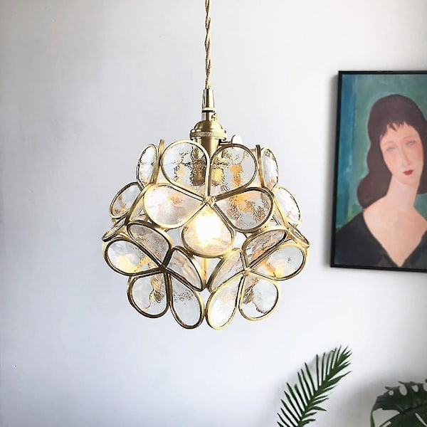 21cm Håndlaget Messing Glasslampe E27 Uten Lyskilde