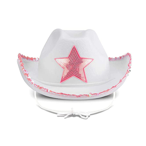 Cowboyhatt med paljetter, fransar, justerbar halsrem, hatt i vuxenstorlek för kostymfest, klä upp sig 3PCS