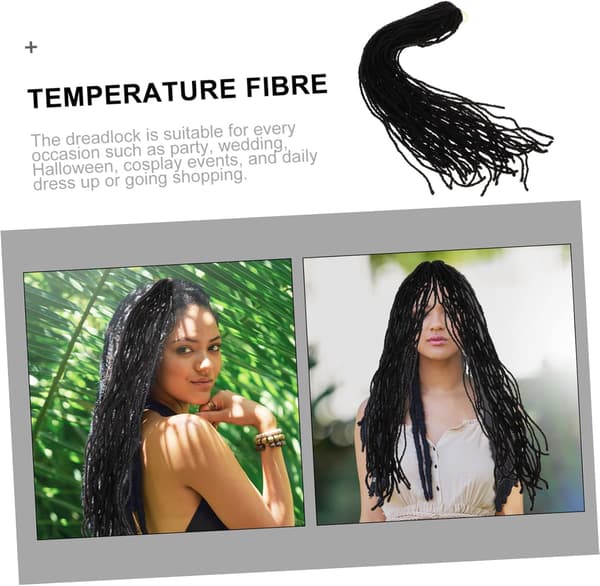 Dreadlock Extension Hæklet Hår Dobbeltendede Dreadlocks Paryk Sort 1b# Hip-hop Stil Hårstykke Extensions