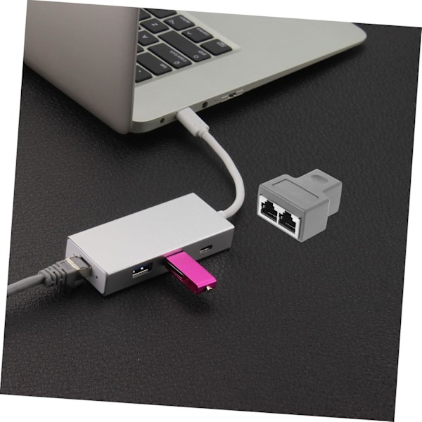 Praktisk Ethernet Splitter 1 til 2 Splitter Stik Plastik Netværksadapter Gigabit