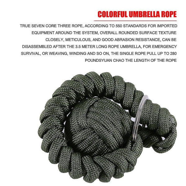 Outdoors Survival Steelball Sateenvarjo Rope avaimenperä riipus