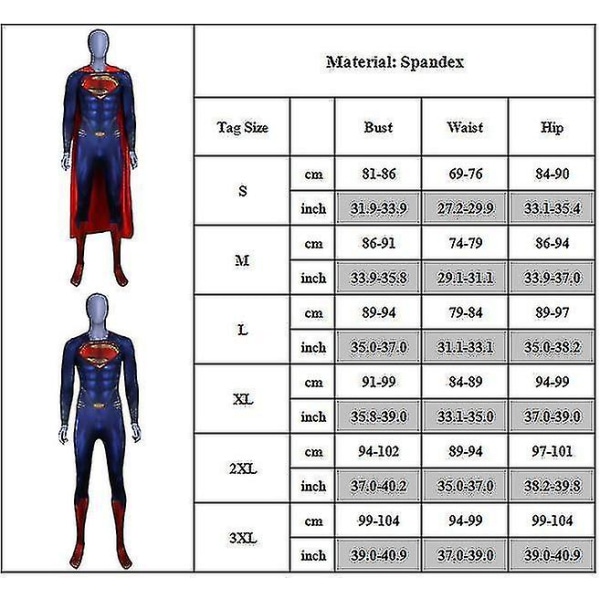 Mænd superhelte kostume med bodysuit jumpsuit outfits sæt XL