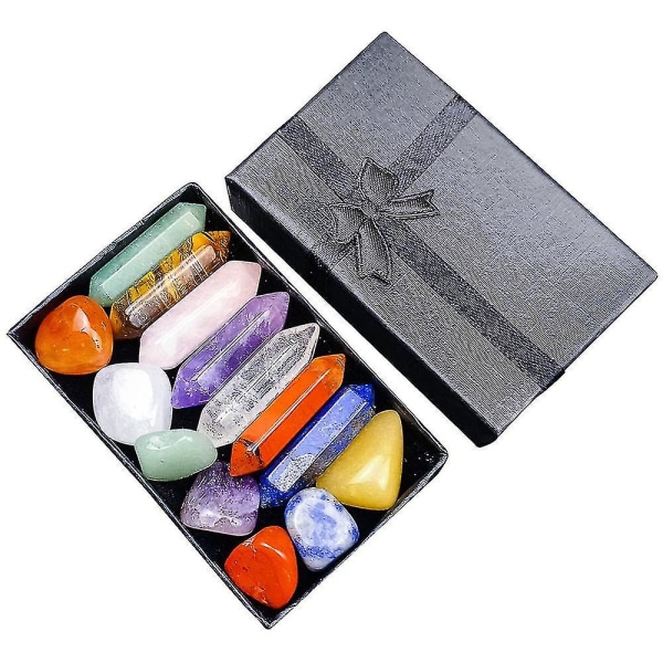 7 Chakra Healing Crystal Stone Set Reiki Meditation Stone Yoga Amulett med presentförpackning