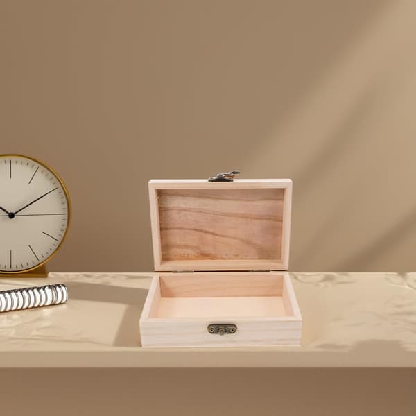 Opbevaringsboks Minimalistisk Design Træ Rektangulær med Sikker Låsemekanisme Base