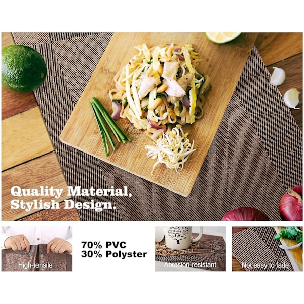 Underlägg PVC Halksäkra Tvättade Värmebeständiga Rektangulära Vinylunderlägg för Restaurang