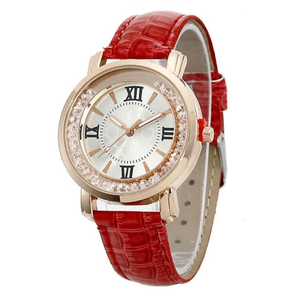 Dame Mobile Diamond Watch Casual Fashion Dameklokke Belte Kvartsklokke Red