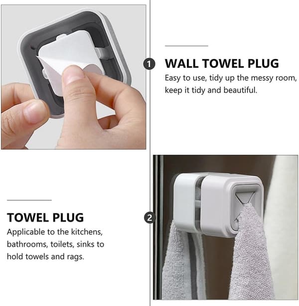 4 stk badehåndkleholder selvklebende håndkleplugg ABS-materiale spikerfri design