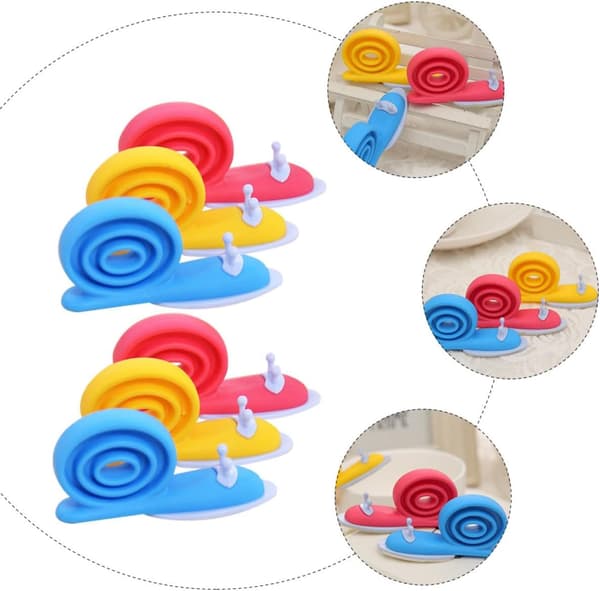 6 st snigelformade dörrstoppar djurdesign plastdörrkilar säkerhetsfingerskydd