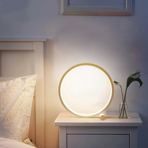 Berøringsdimming LED Bordlampe Soverom Sirkulær Skrivebord USB Strøm