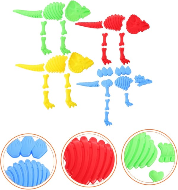 4 sæt dinosaurform strand til skelet udendørs til mini dinosaurmodel sandforme plast