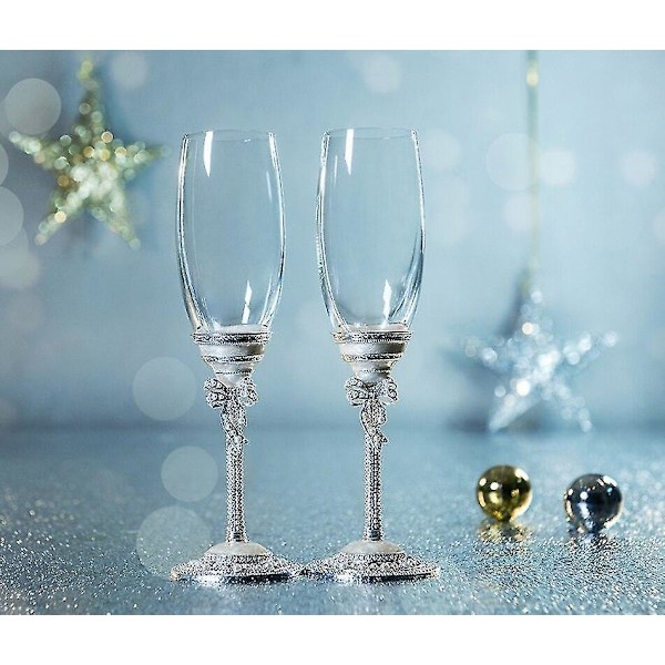 1 Par Enamel Champagne Flutes Blyfri Krystal Goblet Kop