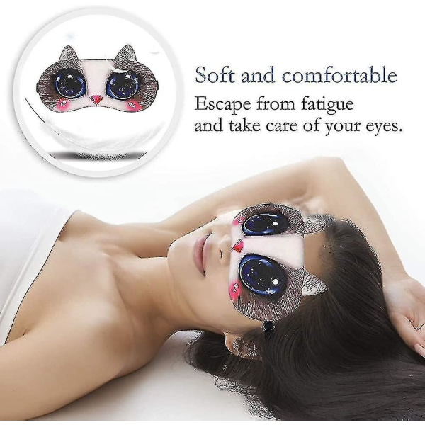 Sæt med 4 søde søvnbind, øjenmaske, blød fluffy søvnskygge Cover Rest