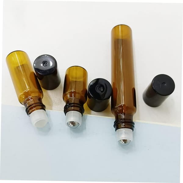 20 st 3 ml eteriska oljerullflaskor Glasrullflaskor Svarta plastlock