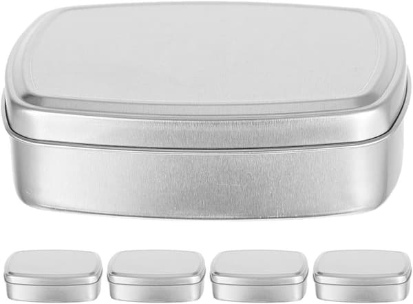5 stk. aluminiumssåpebokser Rektangulær metalloppbevaringsbeholder Små bokser for oppbevaring 150 ml