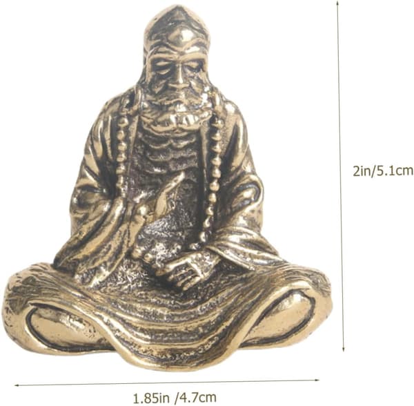 Mässing Bodhidharma Staty Unik Buddhafigur för Heminredning