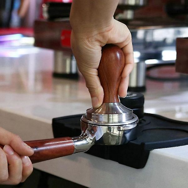 Kaffetamper 49mm Virvelplatt Bas Ripple Espresso Barista Verktyg (1 st, Brun)