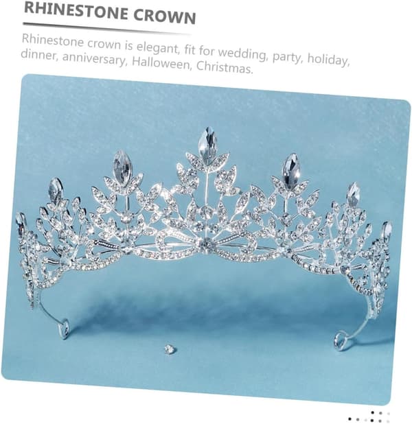 Brudetiara Hodeplagg Sølv Krystall Blomsterkrone med Rhinestones