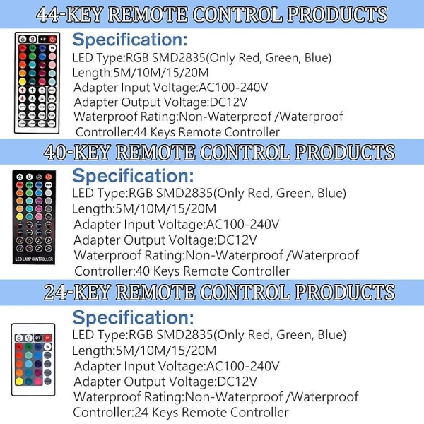 Led Strip-lys 20m Bluetooth Vandtæt farveskift
