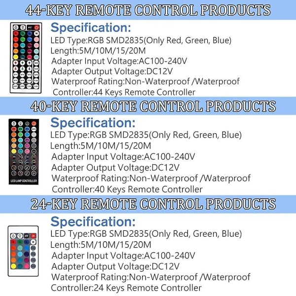LED-Stripslys 20m Bluetooth Vandtæt DIY Farveskiftende