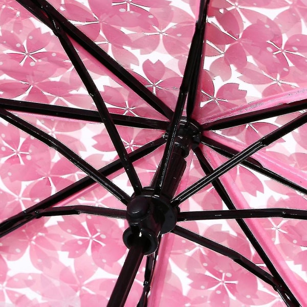 Gennemsigtige Paraplyer Til Beskyttelse Mod Vind Og Regn Klar Sakura 3-Fold Paraply Klar Synsfelt Husholdningsregnudstyr