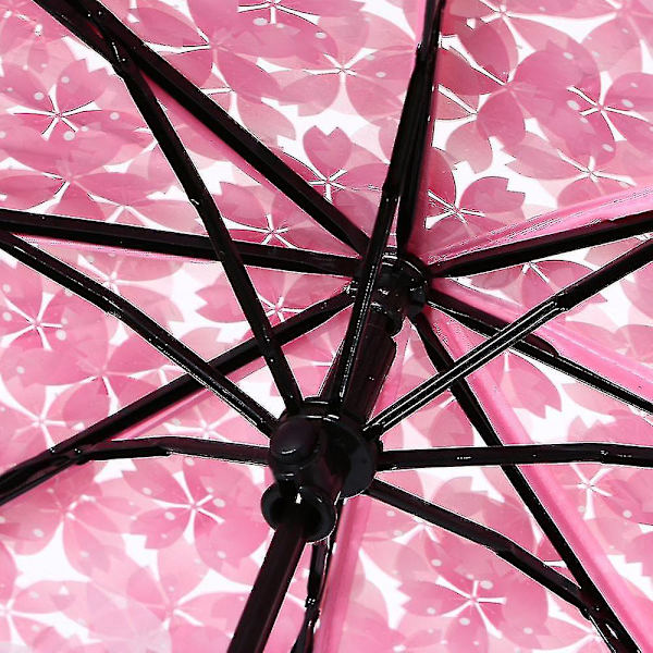 Transparenta paraplyer för skydd mot vind och regn - Klar Sakura 3-delad paraply med tydlig sikt - Hushållsregnkläder