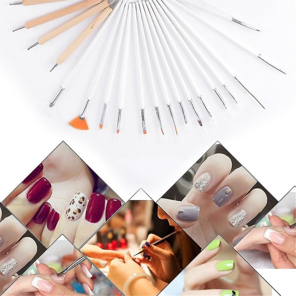 20st/ set Professionellt Nail Art Tool UV Gel Salon Ritpenna