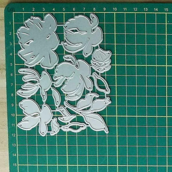 Blomsterpregeform håndverksskjærematriser i metall for DIY-albumkort (1 stk)