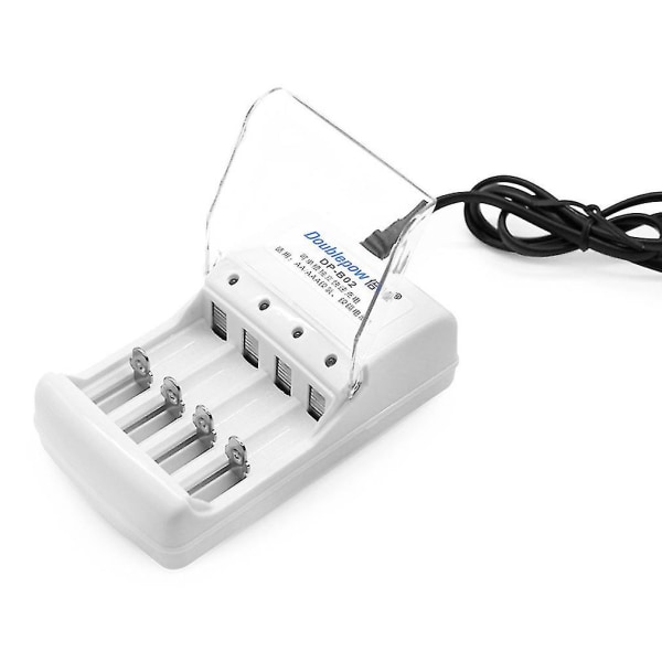 Praktisk 4-spor batterilader for AA, AAA og Li-ion batterier