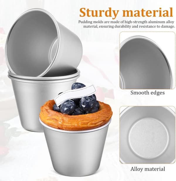 8 stk Cupcakeform Puddingformer Kakeformer for baking 3 tommer Aluminiumslegering Non-Stick Form Kaker Baking Hjemmebruk