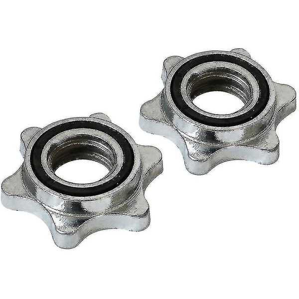 Skruv Hex Lås Mutter för Skivstång (silver) (2 st)
