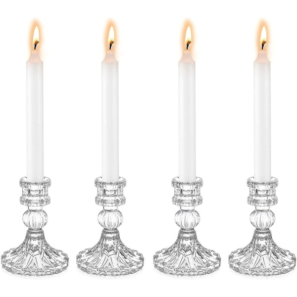 Crystal Glass Candle Holders Set Of 4 Decorative Candle Holders Clear Glass Candle Holders Elegant