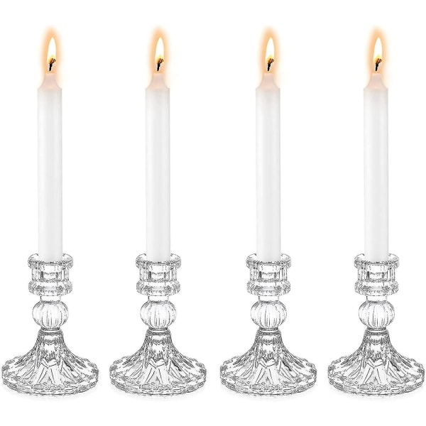 Kristallilasiset kynttilänjalat, 4 set kynttilänjalkaa, kirkkaat lasilliset kynttilänjalat tyylikkäät
