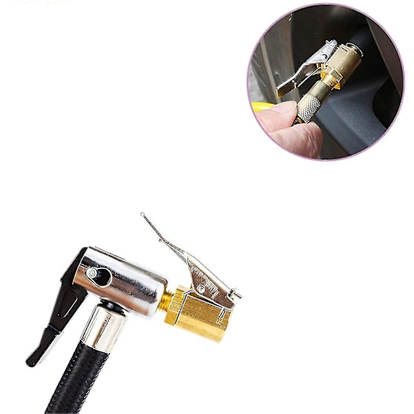 2-delad Bil Däckventil Adapter, 8mm Pumpmunstycke Mässing Inflator Ventilklämma Anslutningsadapter