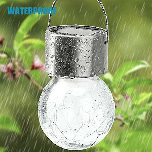 12 stk Sprekkkule Solcelle-Lysekrone Glasskule, Solcelle-Lysekrone White light