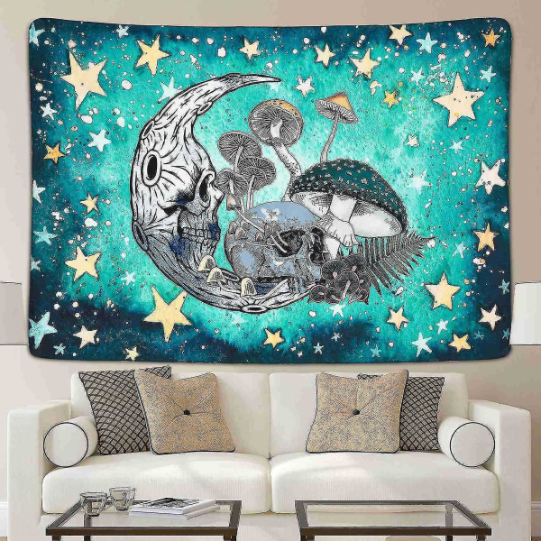 Tapestry Psychedelic Moon Stars Mushroom Skull Tapestries Wall