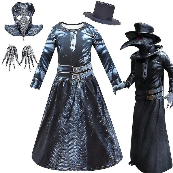 Steampunk Fugle næb Pesten Kostume Sæt Børn Piger Drenge Fancy Outfit 6-7 Years