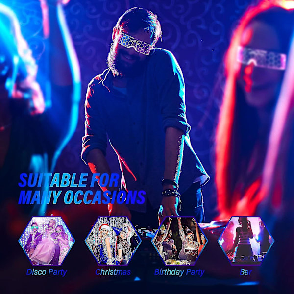 2 st Ljusa Glasögon Futuristiska Led Glasögon Led Solskyddsglasögon Ljusa Skyddsglasögon