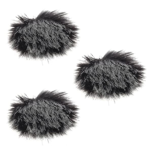 Furry Utomhus Mikrofon Vindskydd Muff Mini Lapel Lavalier Mikrofon Vindskydd, 3-pack