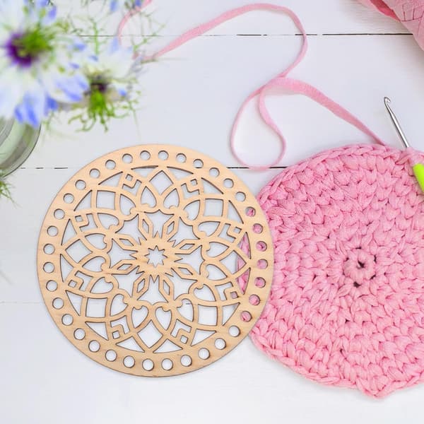 4 st träkorgbotten rund handvävd virkad bas DIY hantverksmaterial obehandlade träunderlägg för väskor hem