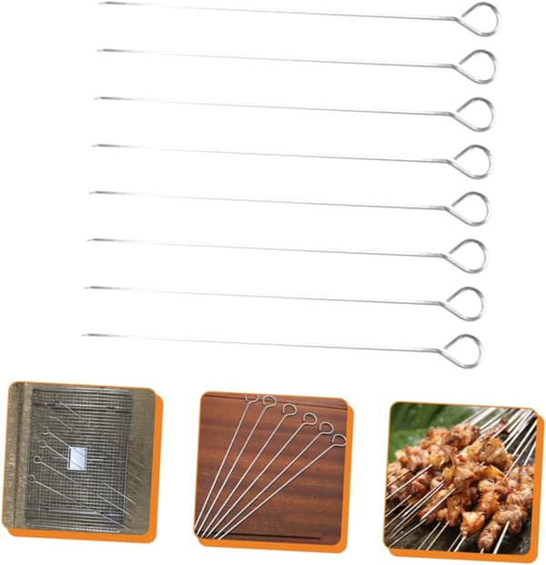 24 stk. grillspyd i rustfritt stål for grilling av kabobs, utendørs grilltilbehør