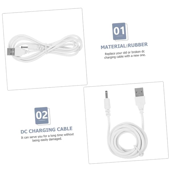 2 stk USB til DC ladekabel svart erstatnings DC strømkabel for bærbar PC Surface Pro