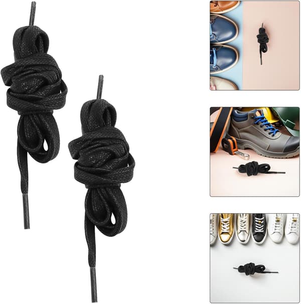 8 stk. sorte voksede bomuldssnørebånd flade erstatninger til sneakers brede snørebånd