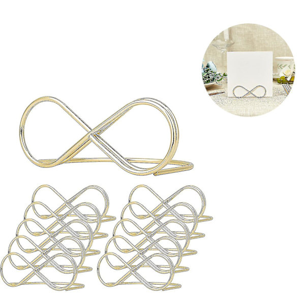 10 stk Jern Beskjedklipp Bordnummerholder Stativ Bryllup Sete Etiketter Plasskortklipp Navn Innstilling Plasskort Holder