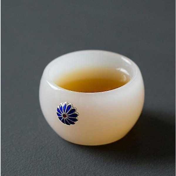 Hvit porselen Jade Tekopp Stor Glass Master Cup Blå
