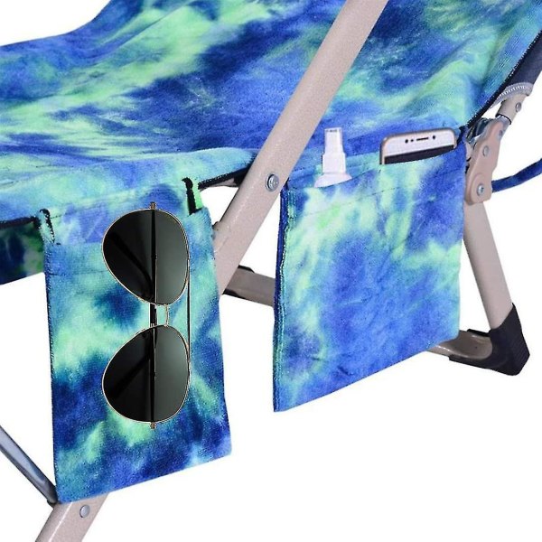 Tie Dye Strandhandduk Reclineröverdrag Reclineröverdrag Med Sidolagringsficka (gul)