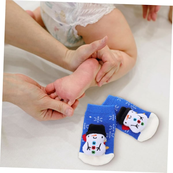 Mysiga babysockor 2 par Julstrumpor Snögubbedesign 0-1 år Mjuk kammad bomull